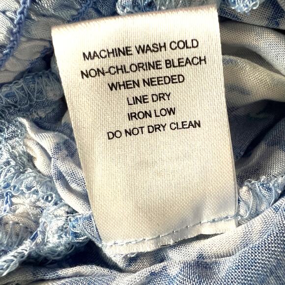 Bebop Romper Sleeveless Tassel Tie Detail Surplice Blue White Print NEW Womens M - Picture 10 of 13